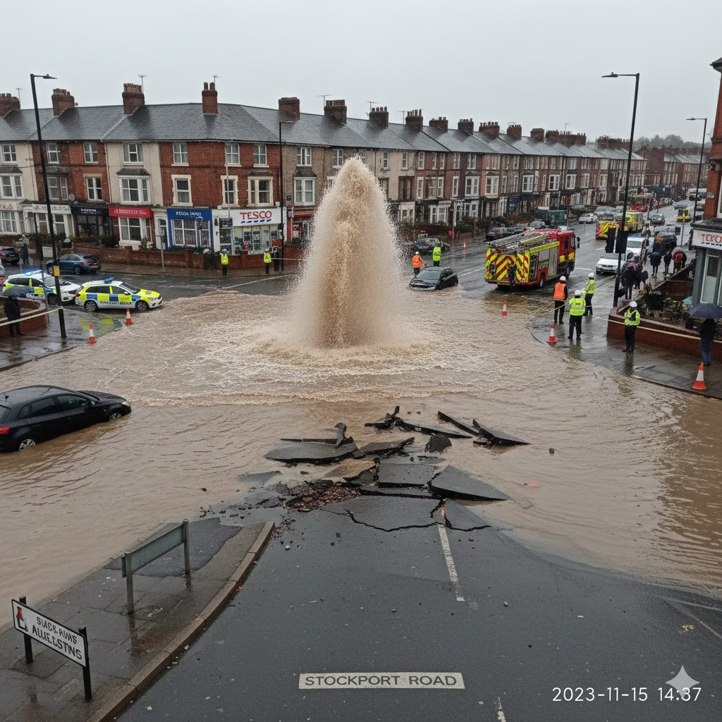 stockport road major leak